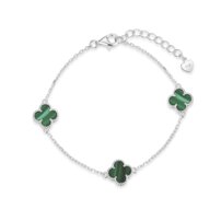 Strieborný náramok kvety s malachitom