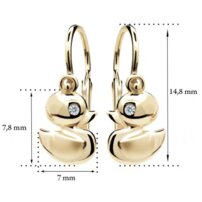 Náušnice zlaté detské - žlté zlato s bielym zirkónom